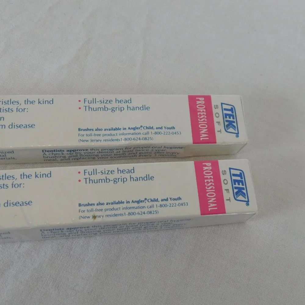 Tek Lot of 2 Toothbrush Professional Soft Ultra Colors Full Head Blue Pink 1991